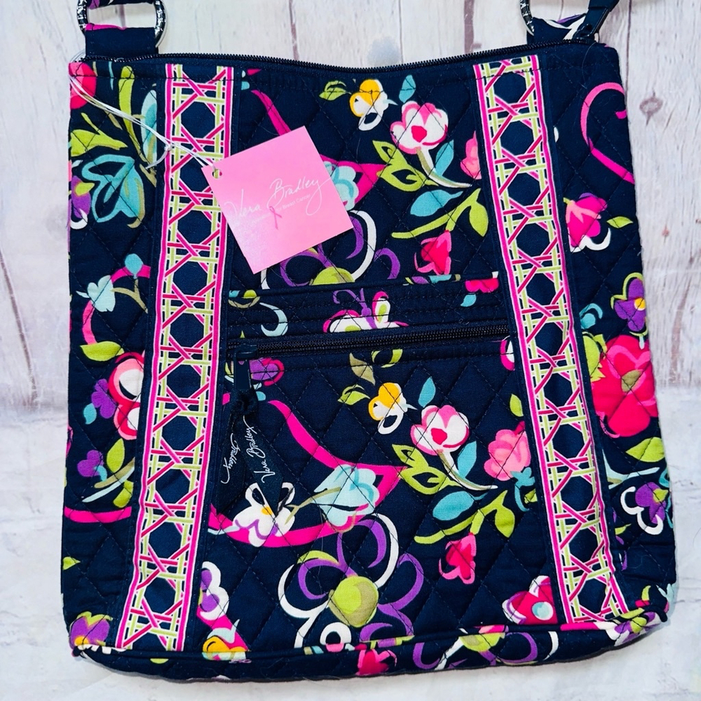 NWT Vera Bradley Hipster Ribbons Square Quilted Crossbody Shoulder Strap Purse